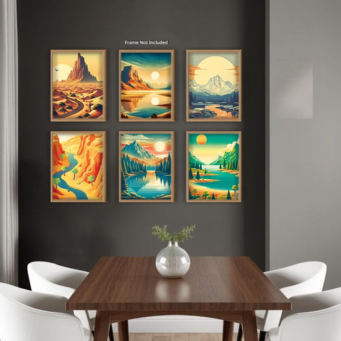 Posterizer 6 pcs-National Parks Posters-Nature Prints-Landscape & Nature Art-Abstract & Modern Art- Gift for Nature and Beach Lovers-Living Room B...